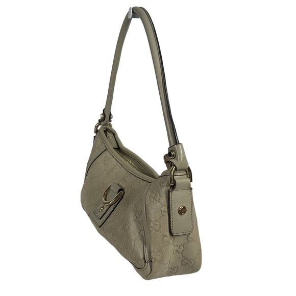 Gucci Vintage Ivory Leather GG Monogram Abbey Pochette Shoulder Bag - Picture 3 of 8